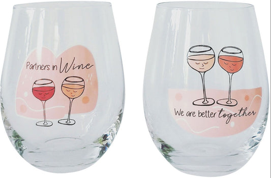 We are Better Together Stemless Wine Glasses S/2