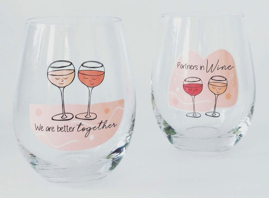 We are Better Together Stemless Wine Glasses S/2