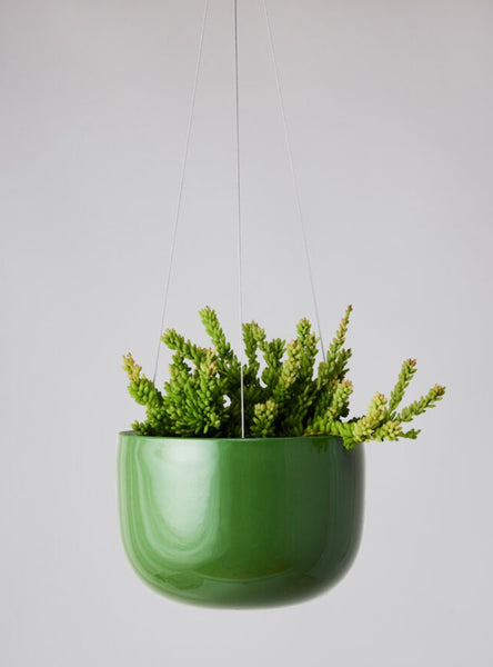 Glazed Earth Hanging Planter Forest Green