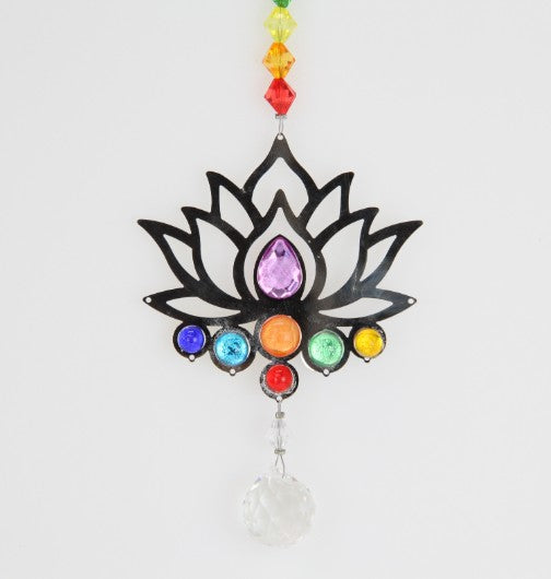 Lotus Suncatcher with Chakra Beads 27cm