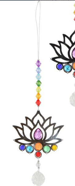 Lotus Suncatcher with Chakra Beads 27cm