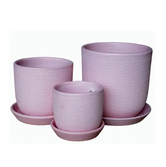 Soho Pots with Saucers - Pink - 3 sizes