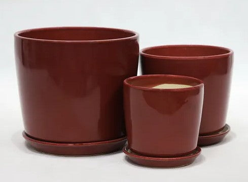 Maya Cone Pot with Saucers - Red - 3 sizes