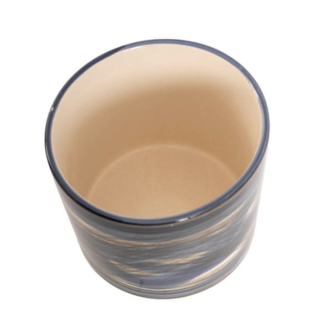 Wavey Blue/Black/Cream footed planters Large and Medium