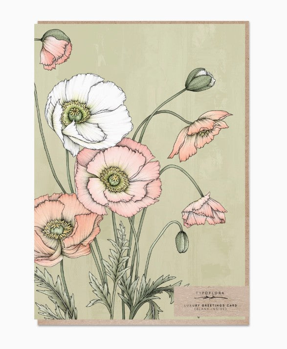 Poppies In Sage Portrait Card