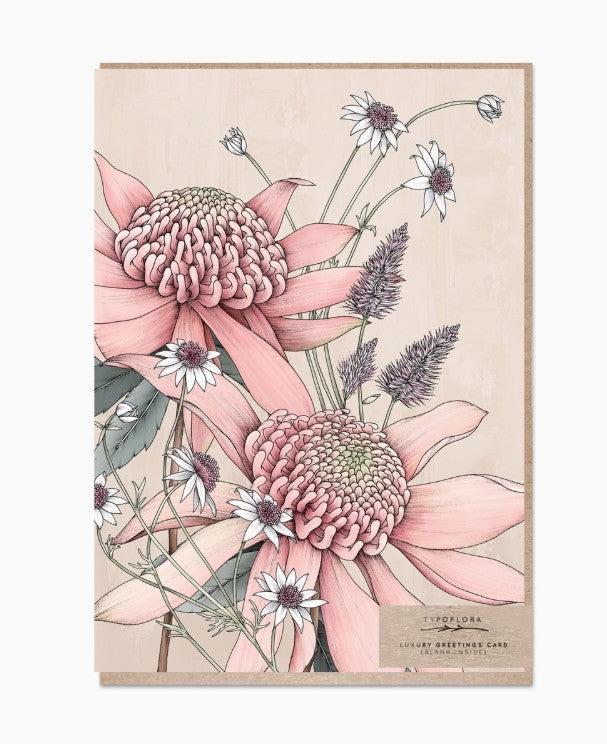 Pink Waratah Portrait Card