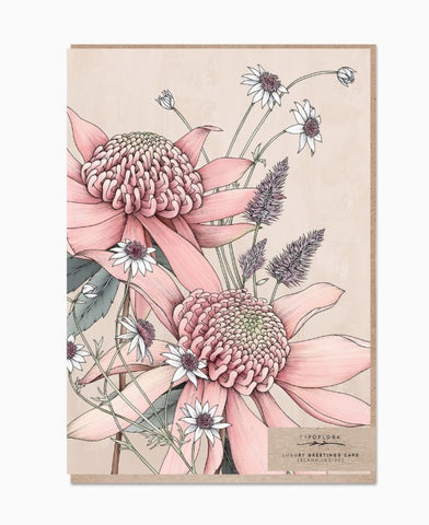 Pink Waratah Portrait Card