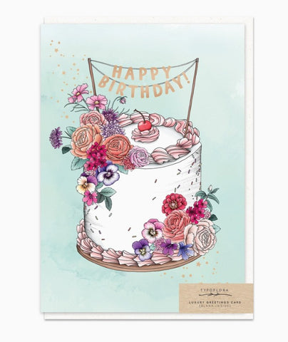 Floral Birthday Cake Card