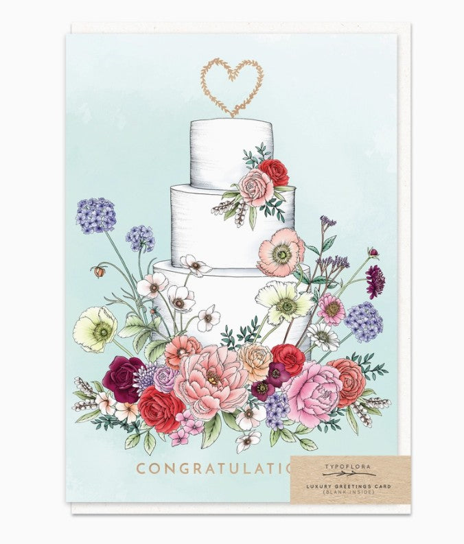 Floral Wedding Cake Card