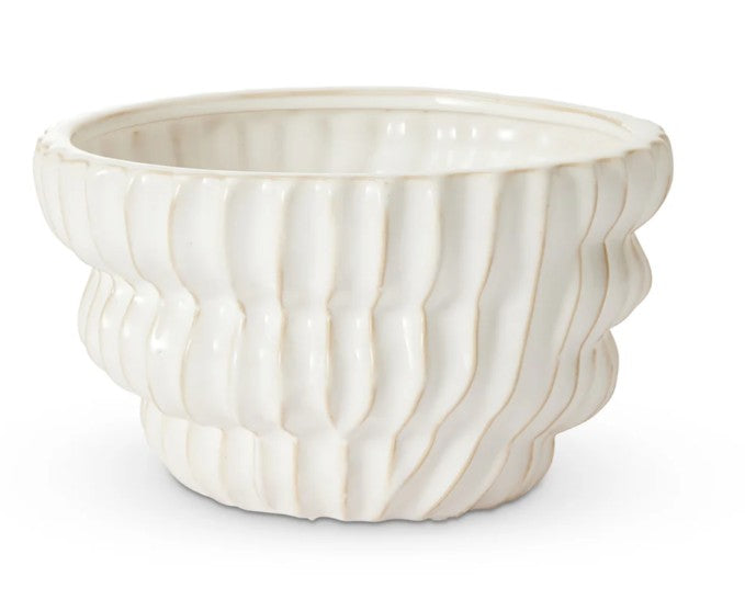 Somerset Ribbed White Planter