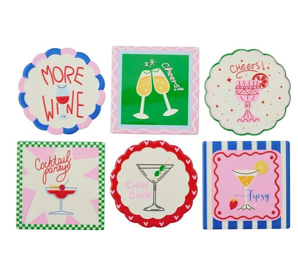 Coctail Ceramic Coaster 6 Designs