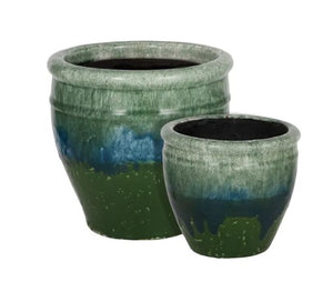 Deep Green Ceramic Pots Large and Small