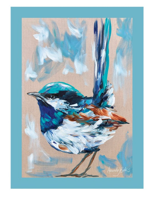 Blue Wren Tea Towel