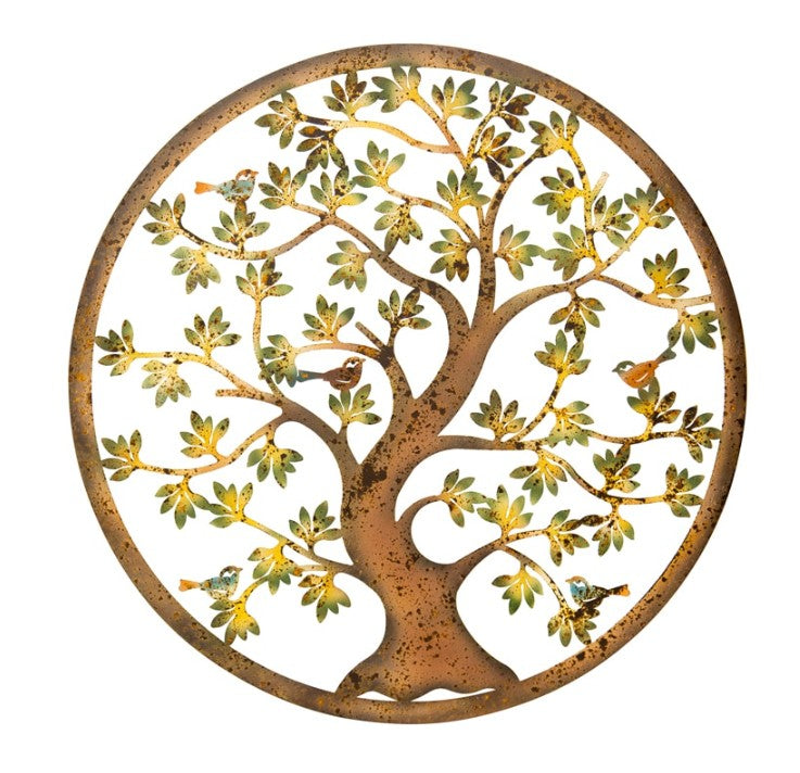 Laser-cut colourful round Tree of Life Wall Art 60cm