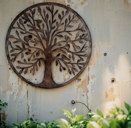Laser-cut Round Tree of Life w/birds 60cm