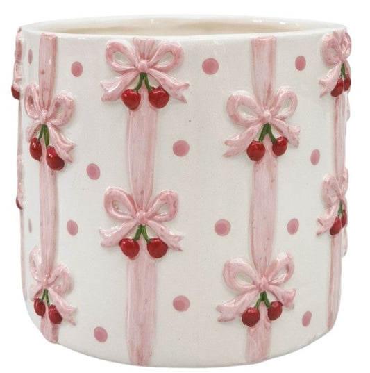 Cherry Bow Planter Pink - Small