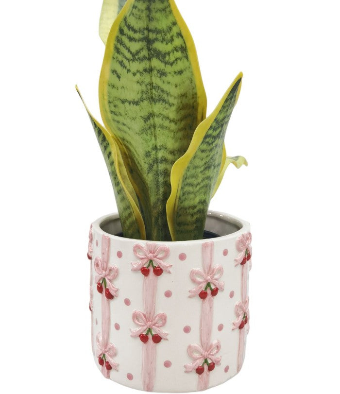 Cherry Bow Planter Pink - Small