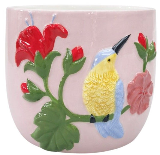 Tropical Hummingbird Planter Pink 13cm