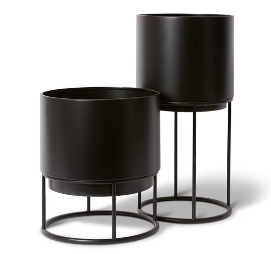 Black metal Planters with Stand - 2 sizes
