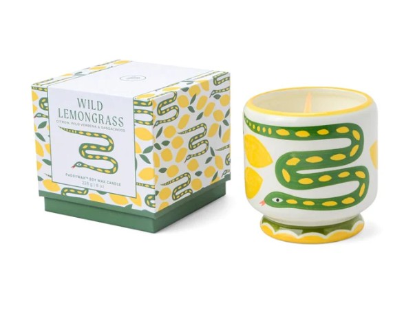 Paddywax: A Dopo Snake Ceramic Candle - Wild Lemongrass  226g