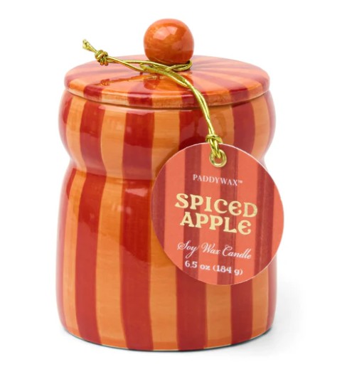 Paddywax: Red/Coral Striped Cabana Candle with LId 184g