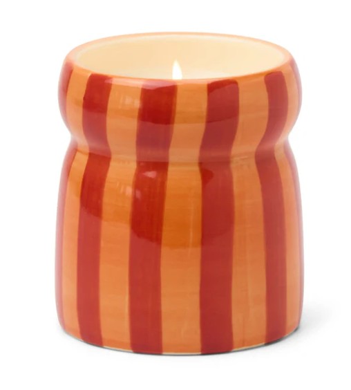 Paddywax: Red/Coral Striped Cabana Candle with LId 184g