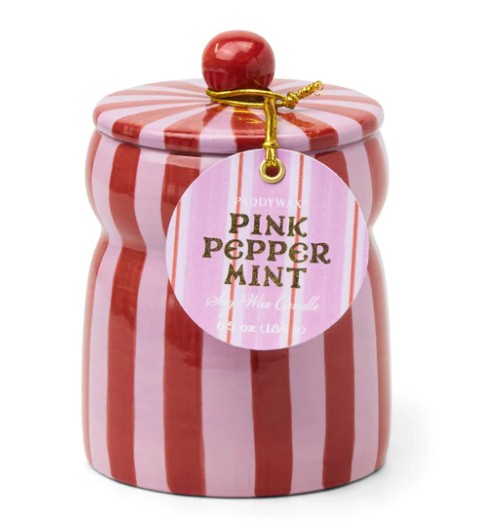 Paddywax: Red/Pink Striped Cabana Candle with LId 184g