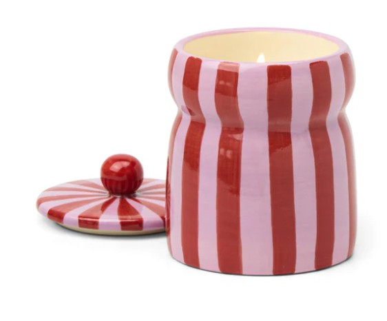 Paddywax: Red/Pink Striped Cabana Candle with LId 184g