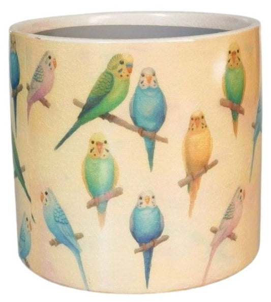 Budgie Planter Yellow & Blue 17cm