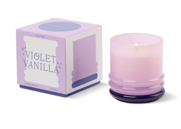 Violet Vanilla candle and packaging on a white background
Paddywax Candle