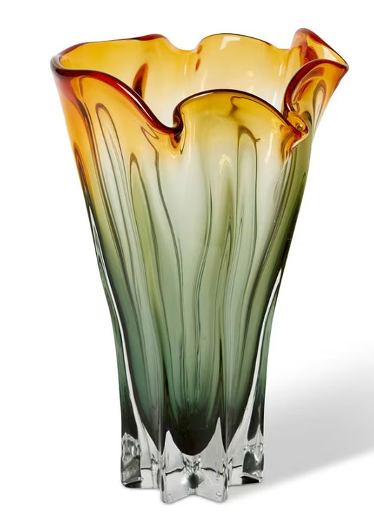 Amberlite Vase Amber/Black 40cm