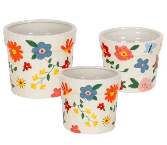 Colourful Flower Planters S/3