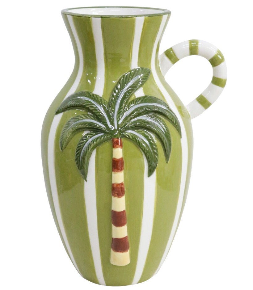 Vase Palm Tree Green Stripe