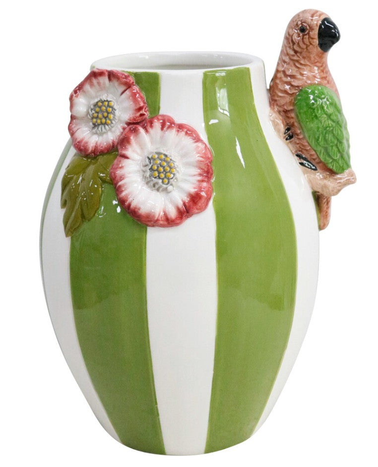 Vase with Parrot Green Stripe