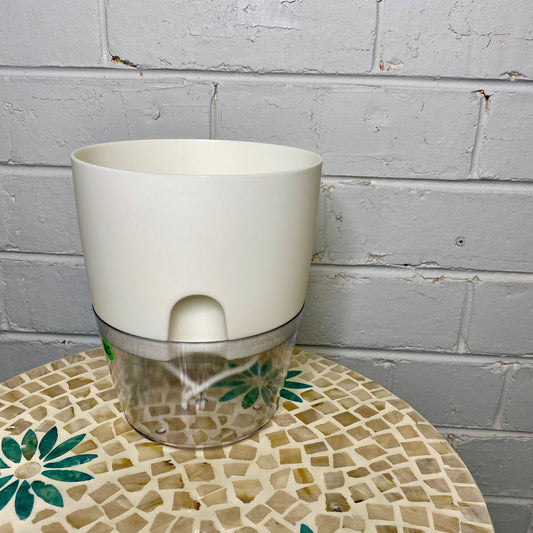 150mm Self Watering Wicking Pot - White