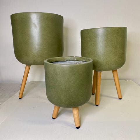 Asher Tripod Planters - Olive Green