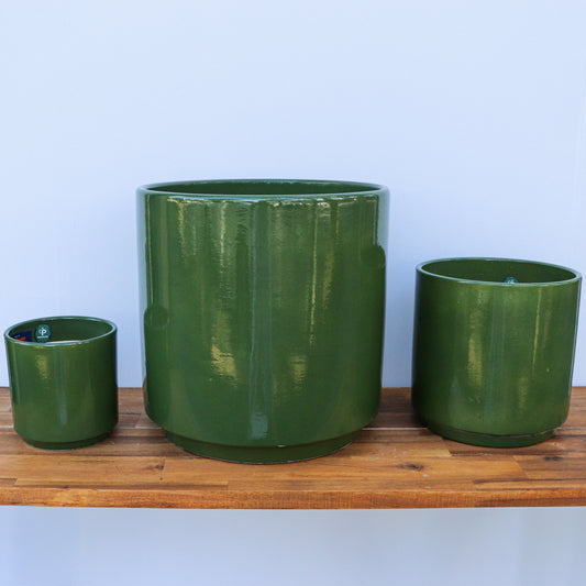 Farah Cylinder Pots S/3 - Green