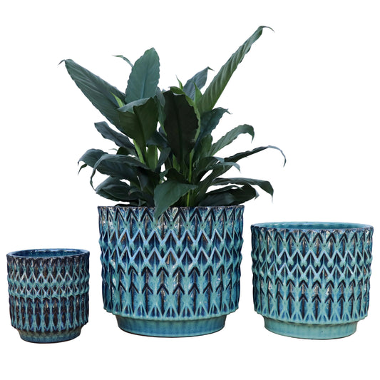 Felix Cylinder Pots S/3 - Blue