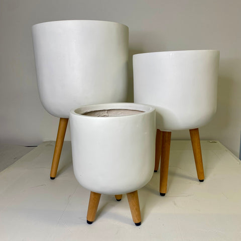 Asher Tripod Planters - Creamy White