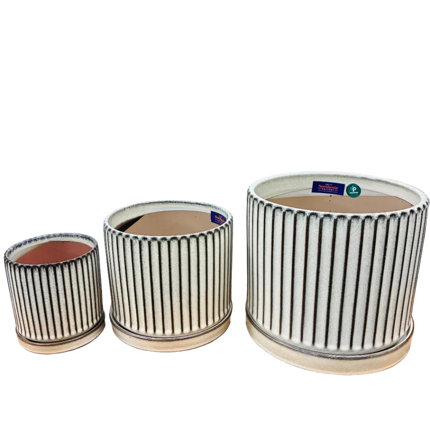 Louis striped Cylinder Pot S/3 - Natural