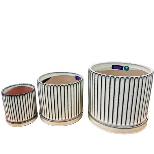 Louis striped Cylinder Pot S/3 - Natural