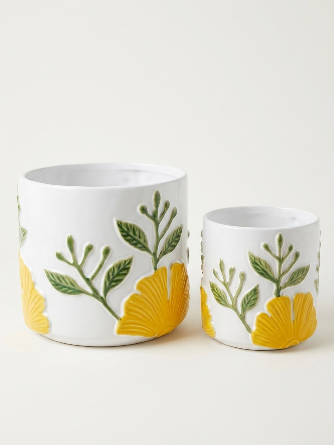 Yellow Flower Pots S/2