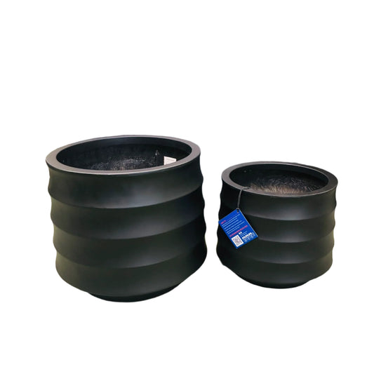 Ellipse Pots Round Set of 2 - Black