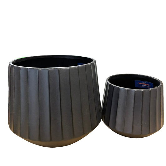 Cove Drum Pot Set of 2 - Black