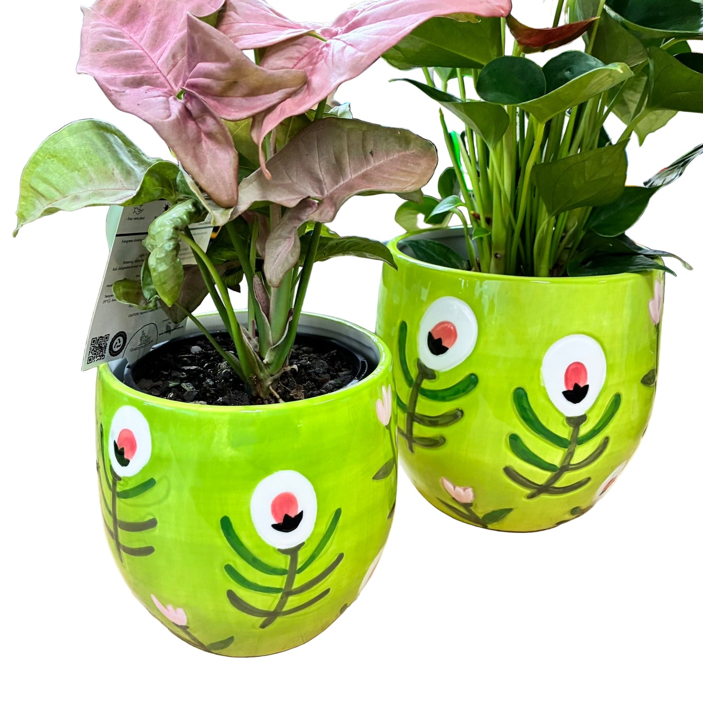 Green Pink Flower Pot - 3 sizes