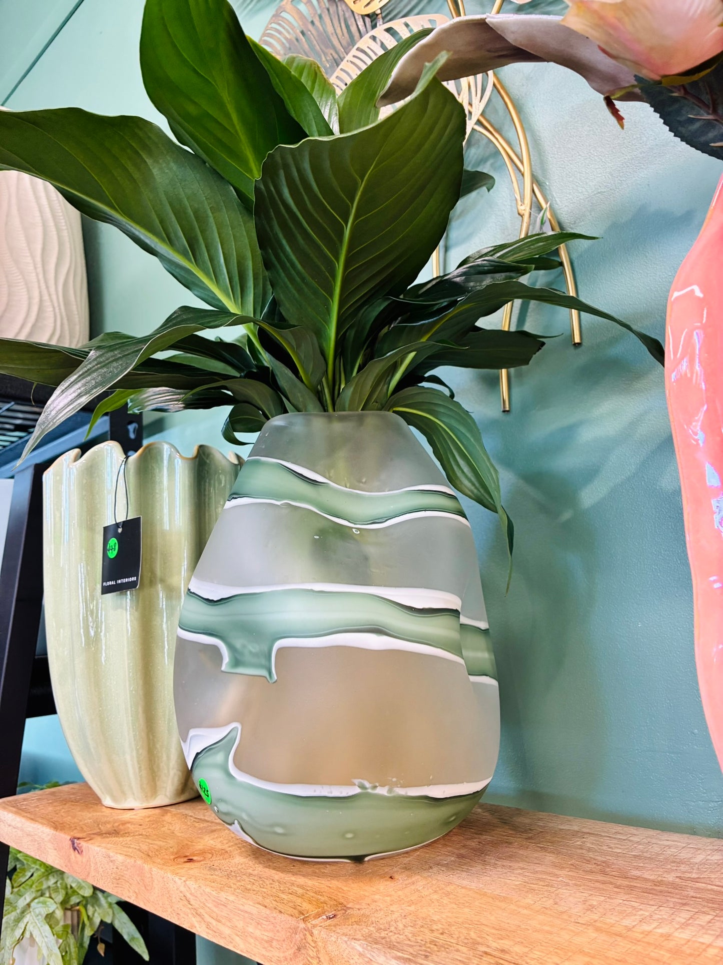 Zaida Vase Sage/White