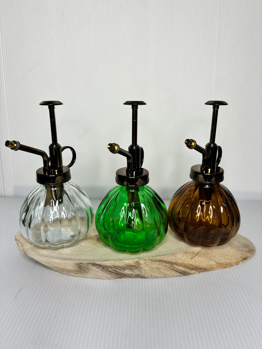 Glass Misters with Brass coloured tops - 3 colours