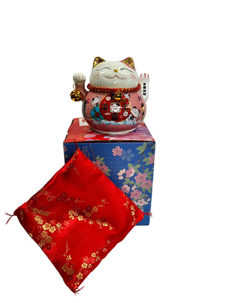 Lucky Cat with waving Left Paw - 4 colours
