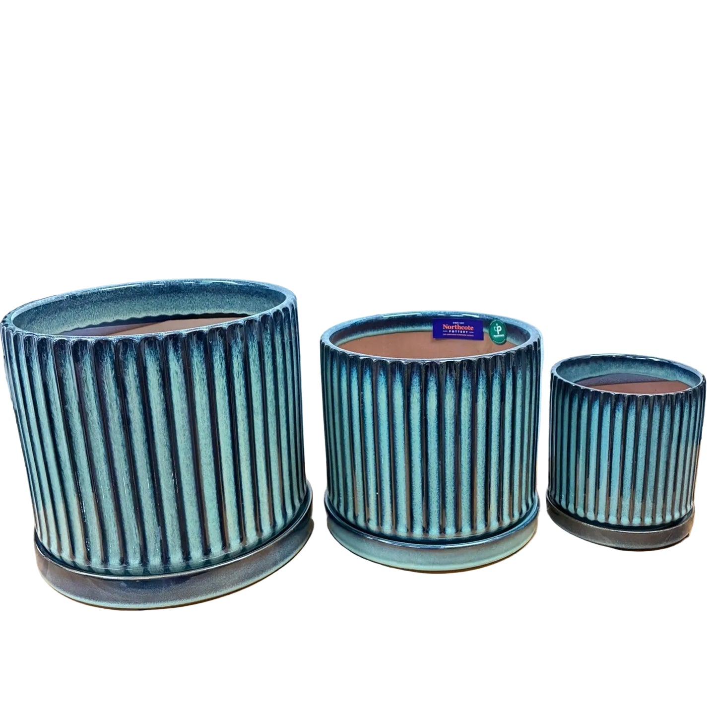 Louis striped Cylinder Pot S/3 - Blue
