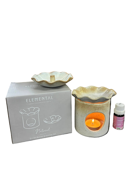 Oil Burner and Incense Set - Natural